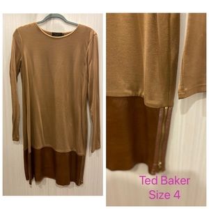 Yes Baker dress with leather trim